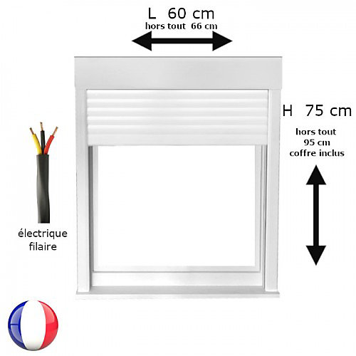 Fenêtre PVC 1 vantail oscillo-battant avec volet roulant électrique H 75 x L 60 cm pour pose en neuf - poignée à droite