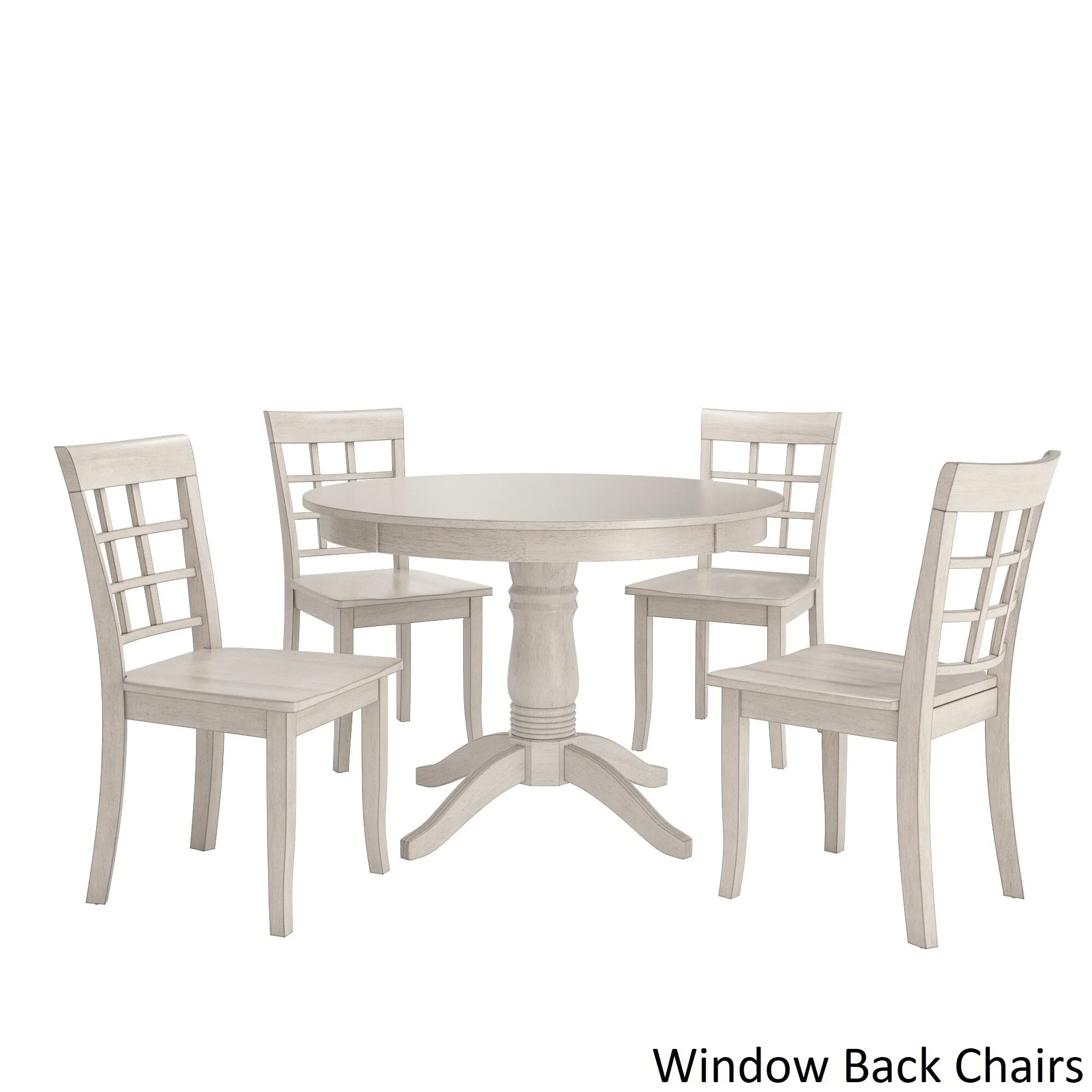 Wilmington II Round Pedestal Base Antique White 5-Piece Dining Set by iNSPIRE Q Classic