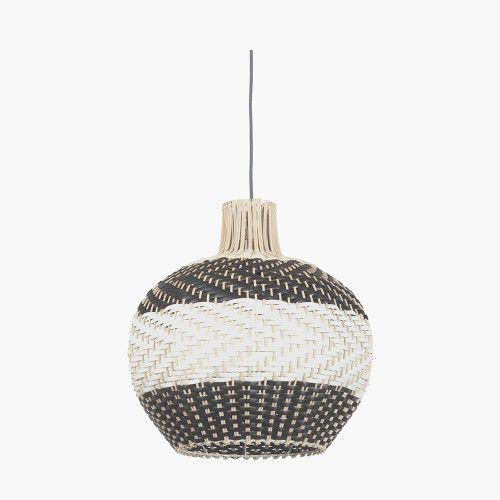Ruma Natural Rattan Black and White Woven Ceiling Light