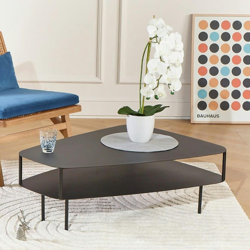 WEST SIDE - Table basse double plateau trapèze métal