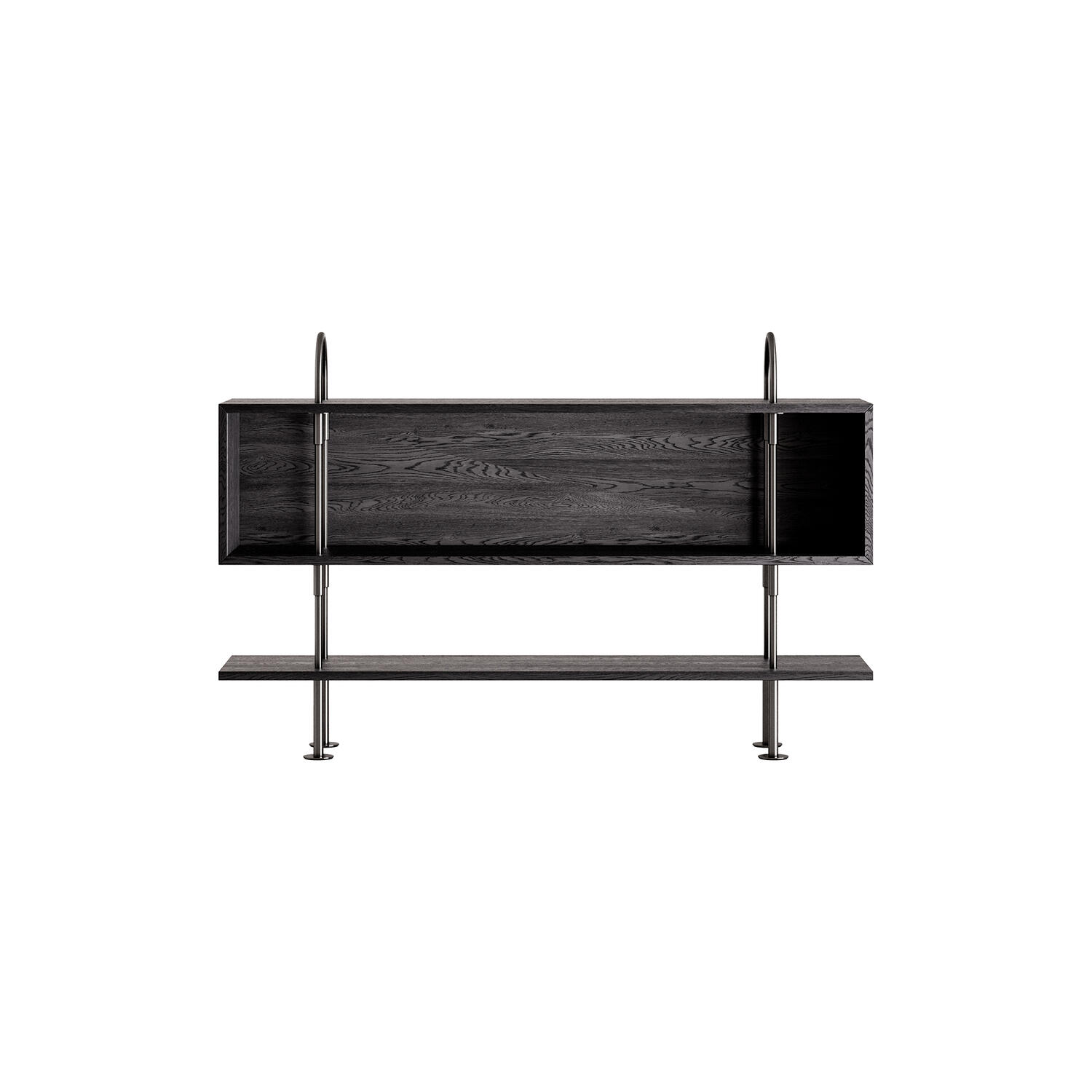 Keen Shelving, black brass/ash veneer