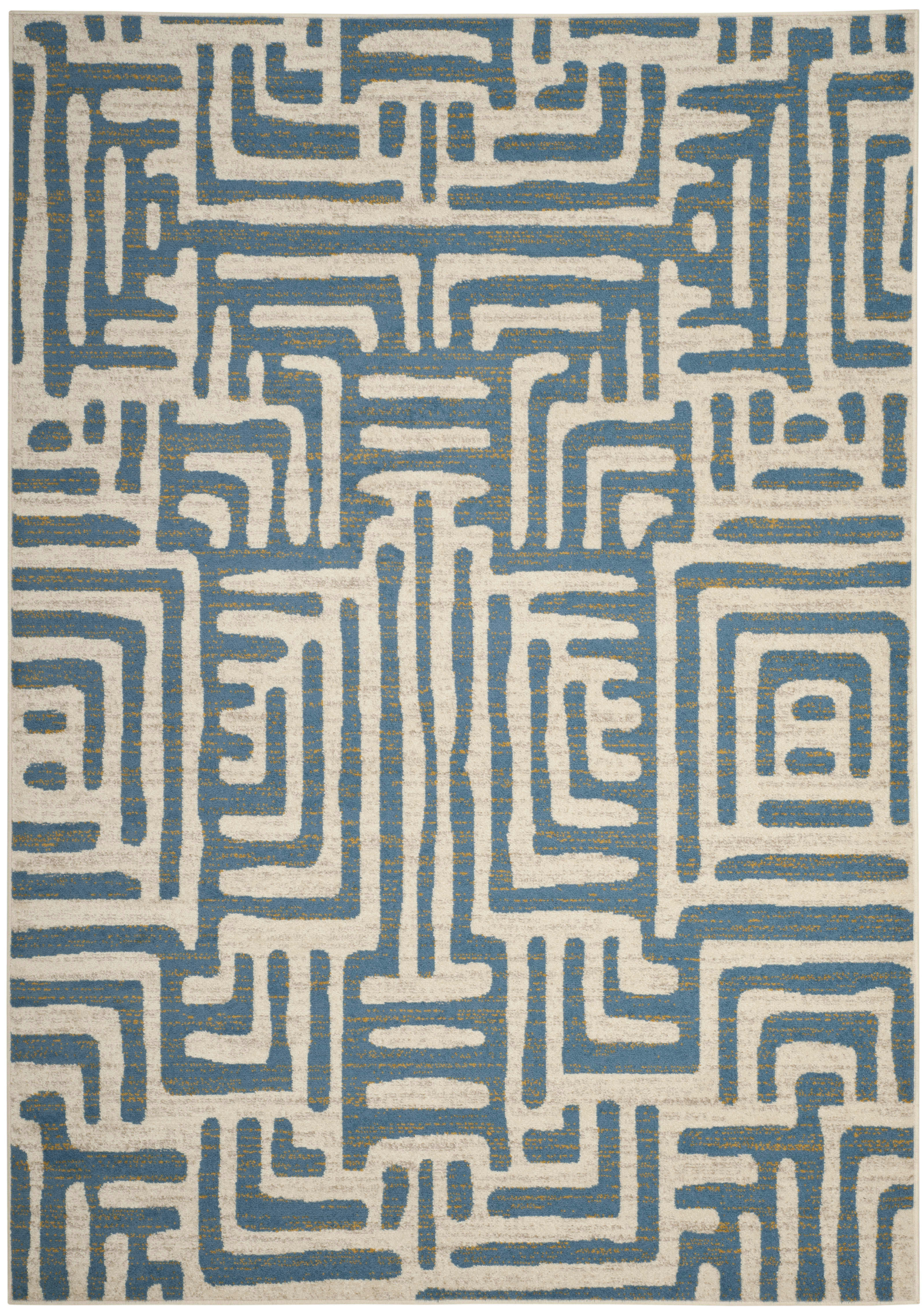 AMSTERDAM - Tapis de salon interieur en ivoire & bleu clair, 201 x 279 cm