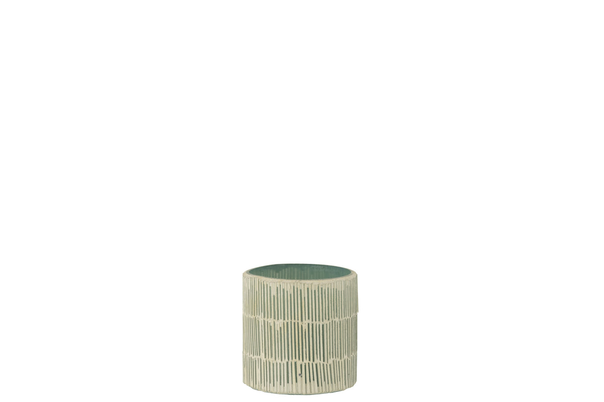J-Line theelichthouder Mozaiek - glas - grijs - small - 2 stuks