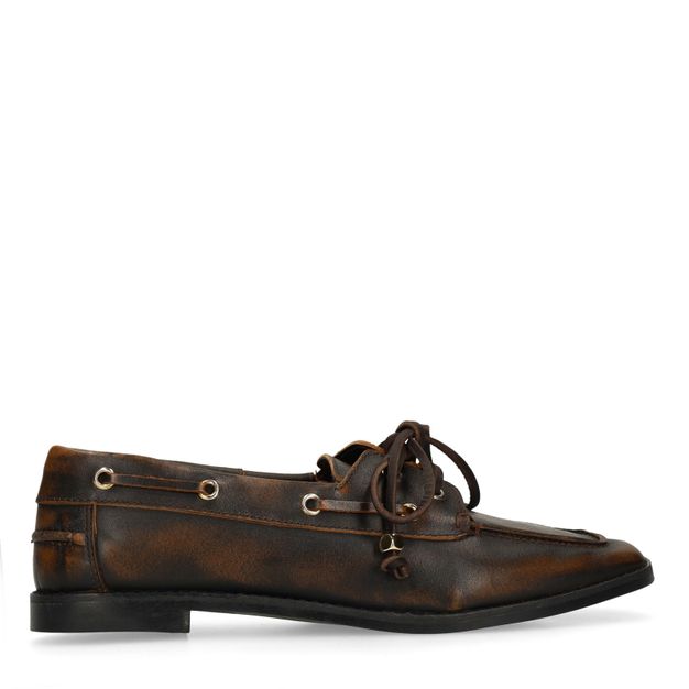 Bruine leren bootschoenen