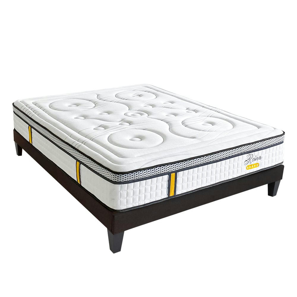 REINA 2.0 - Ensemble  140x190  Matelas Ressorts + Sommier Bois