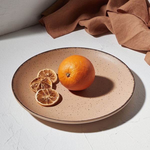 Talerz obiadowy 27 cm Terra Salmon porcelana pomarańczowy okrągły duży
