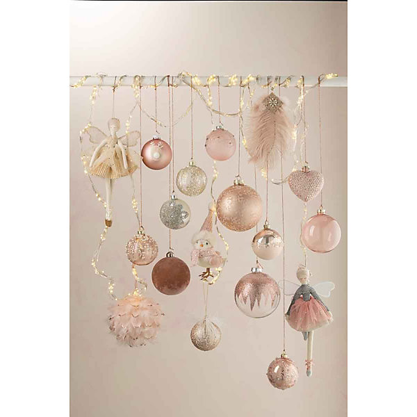 Boite de 6 boules de Noël en verre rose 10x10x10 cm