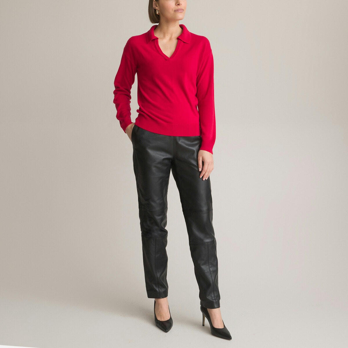 Pull col polo, en fine maille