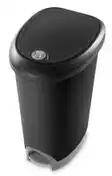 Sterilite Plastic D-Shaped Step Garbage Can with Locking Lid, Black/Grey, 48-L