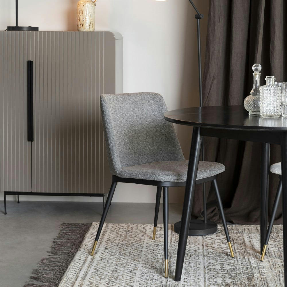 LIONEL - Lot de 2 chaises en tissu et métal gris