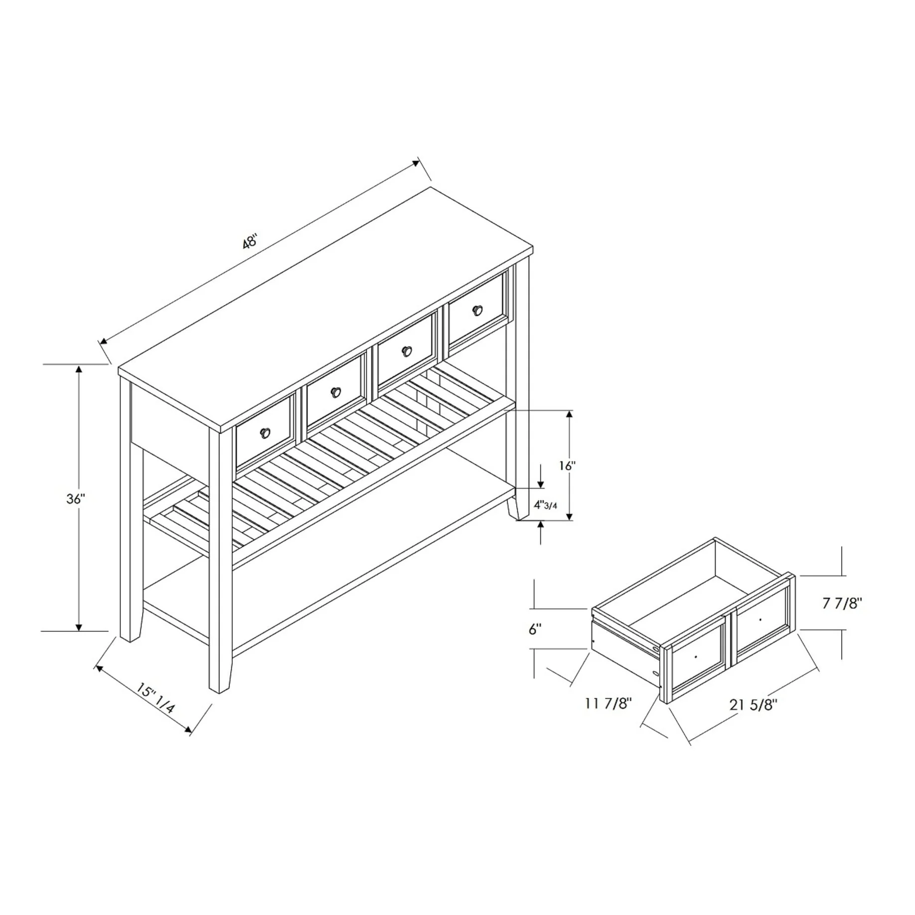 Middlebrook Solid Wood 48-inch 2-drawer Buffet