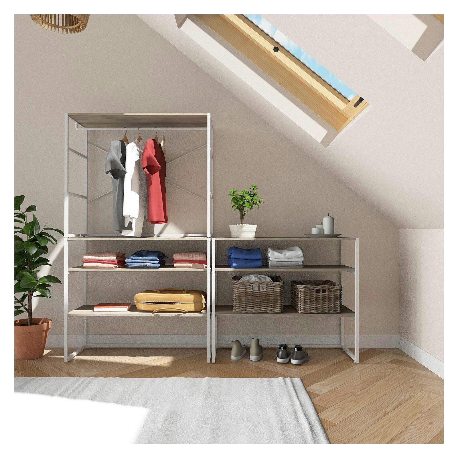 KADRA - Lot de 3 portants vêtements sous combles modulables