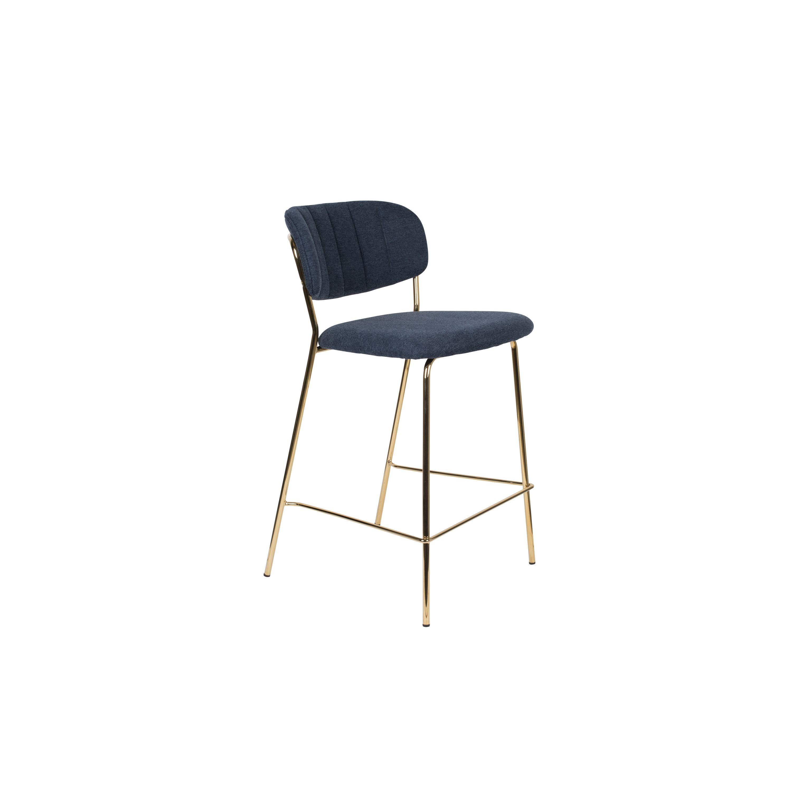 Housecraft Living Jolien Barkrukken rugleuning 65 cm Goud/ Donkerblauw - Set van 2