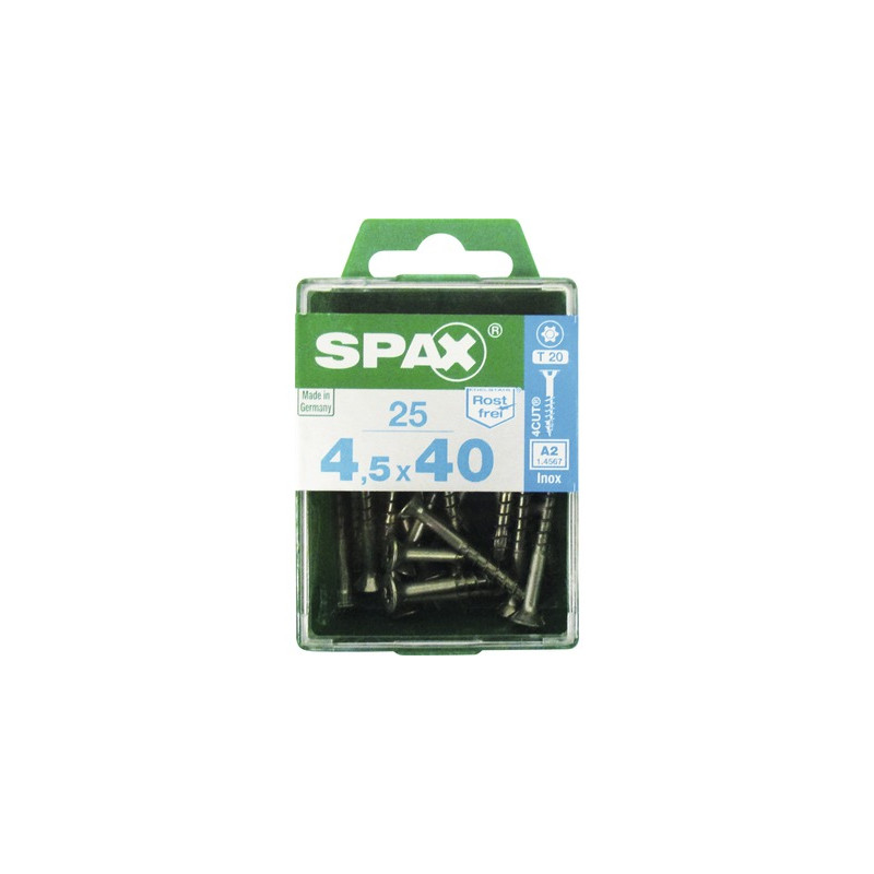 Vis TF Torx en inox Ø 4,5 x 40 mm 25 pièces SPAX