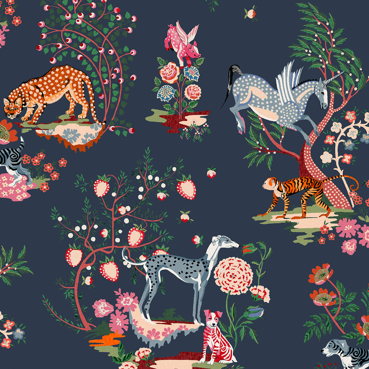 Cath Kidston Vliesbehang - Painted Kingdom Navy