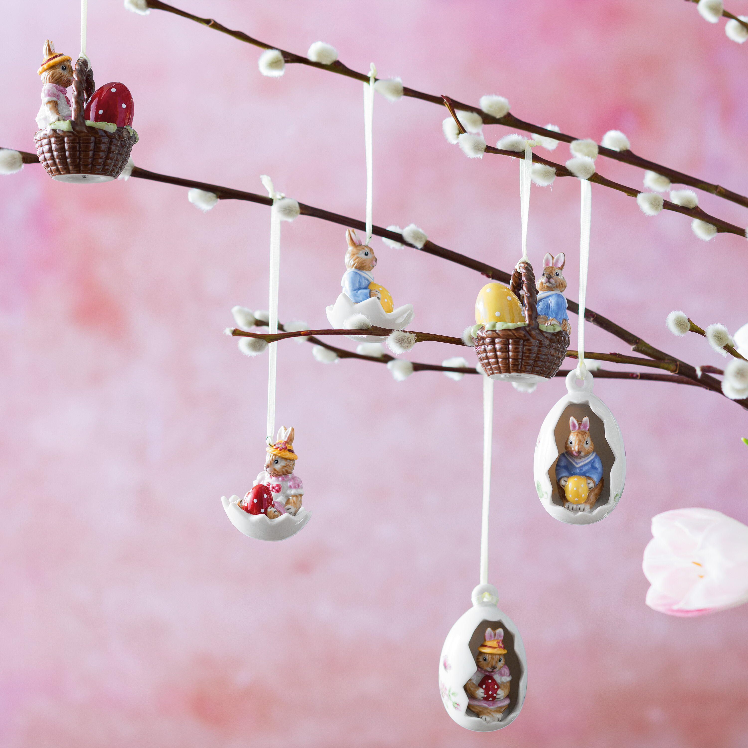 Bunny Tales Easter ornaments - Multi-colored, 1.8'' x 2.5'', porcelain