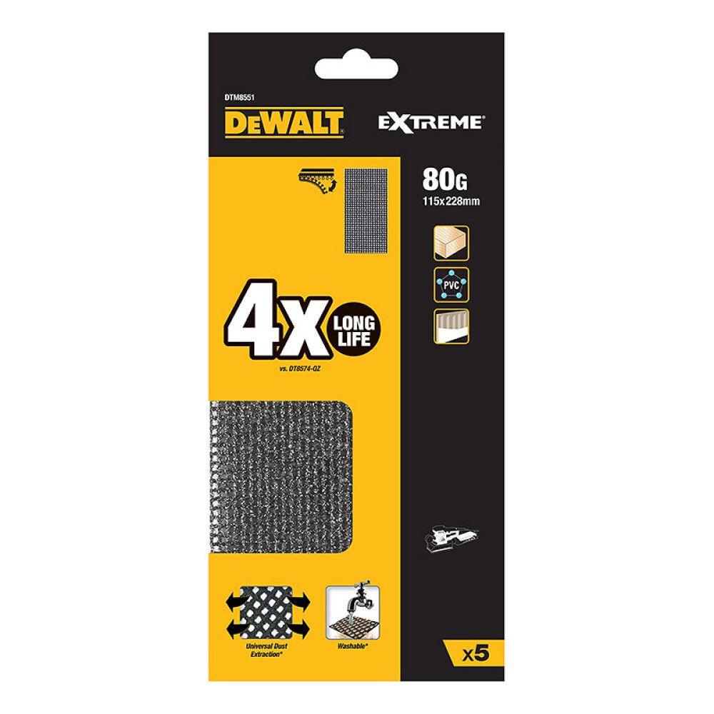 SLIPENETT DEWALT DTM8551-QZ K80 115X228MM 5 STK