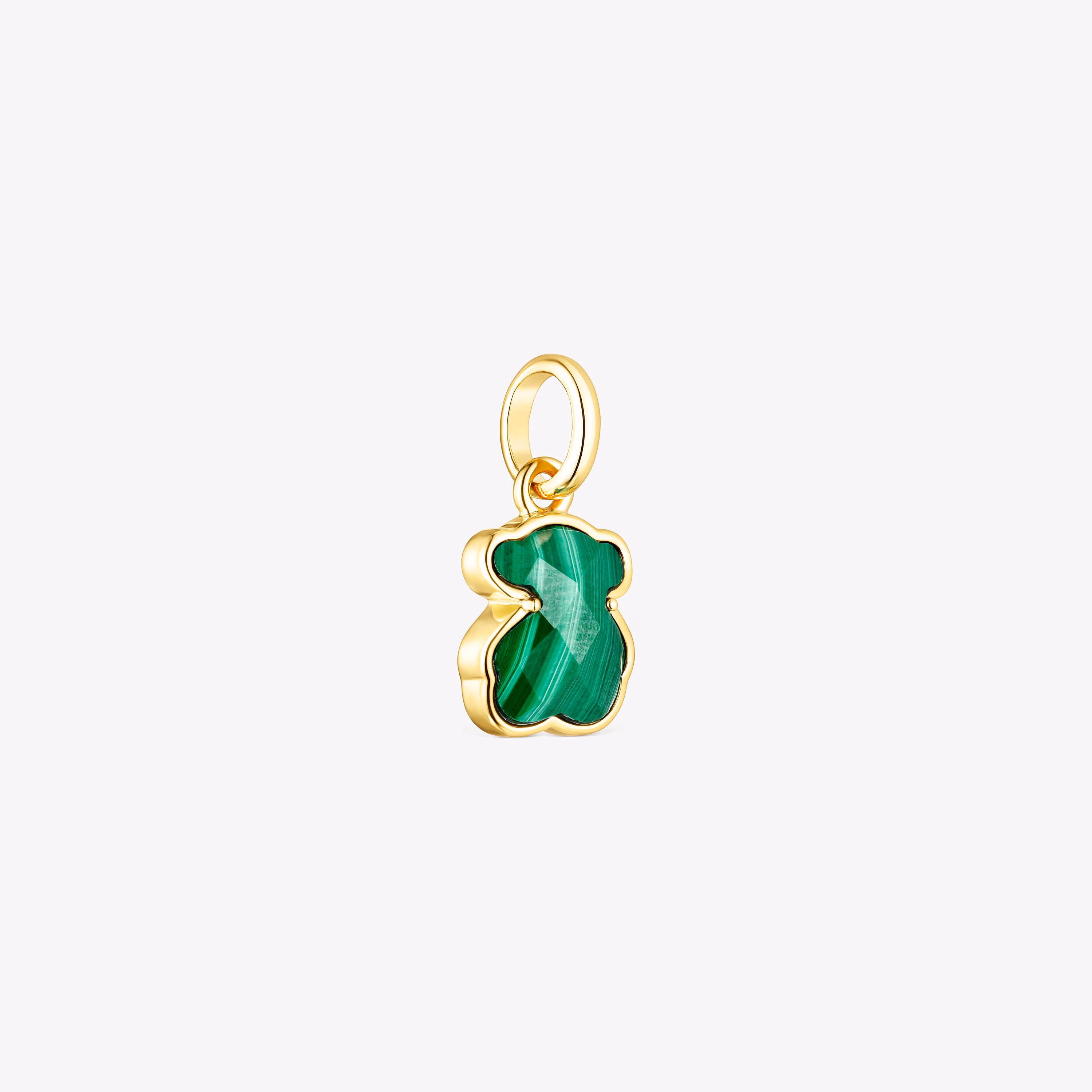 Colgante con baño de oro 18 kt sobre plata y malaquita Icon Color