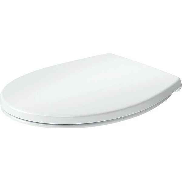 Abattant WC plastique Ovale Blanc, Lunette toilettes universel à frein de chute / fermeture amortie - 36,8x43,7x5,1cm - Univavo