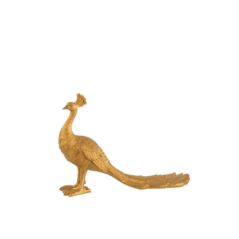 PAON - Paon en résine dorée