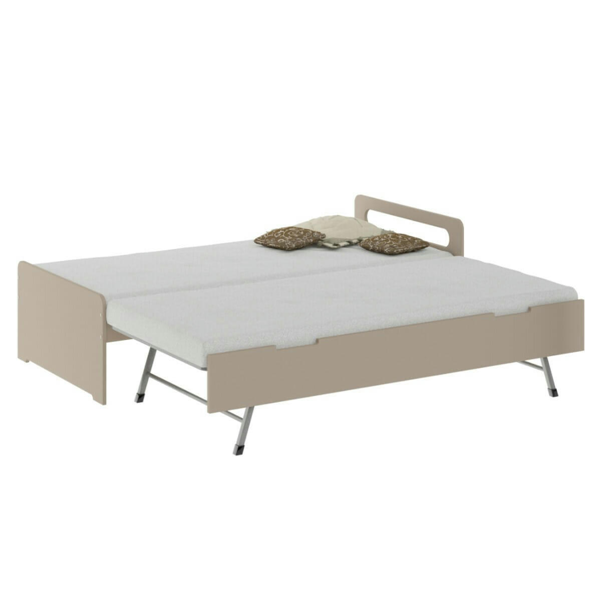 LOUNA - Lit gigogne 90x200 cm bois massif lin