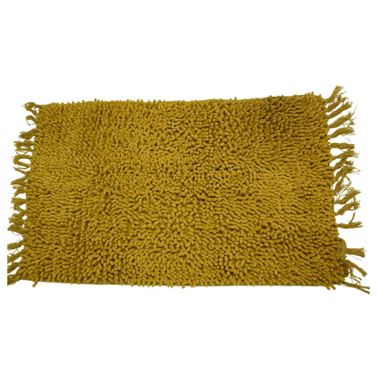 SHAGGY - Tapis de bain coton uni à franges ocre 50x70cm