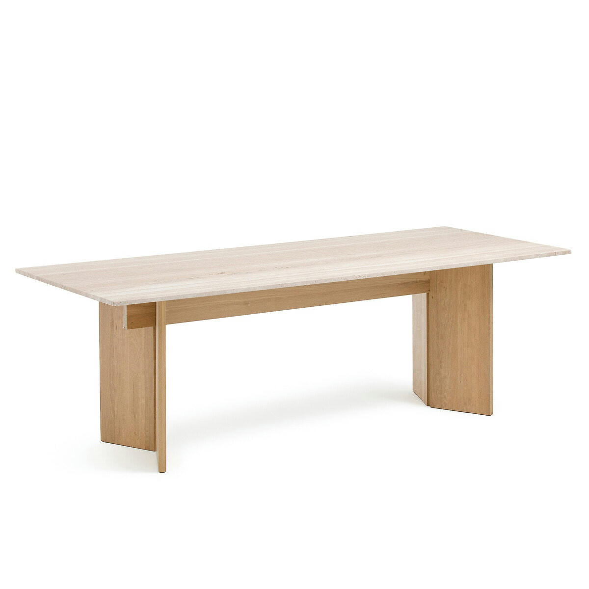 Table travertin chêne massif blanchi, Mindo