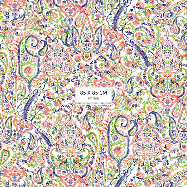 Papier peint aux motifs complexes d'inspiration orientale indienne - version 2 - 340x260 cm (l x h)