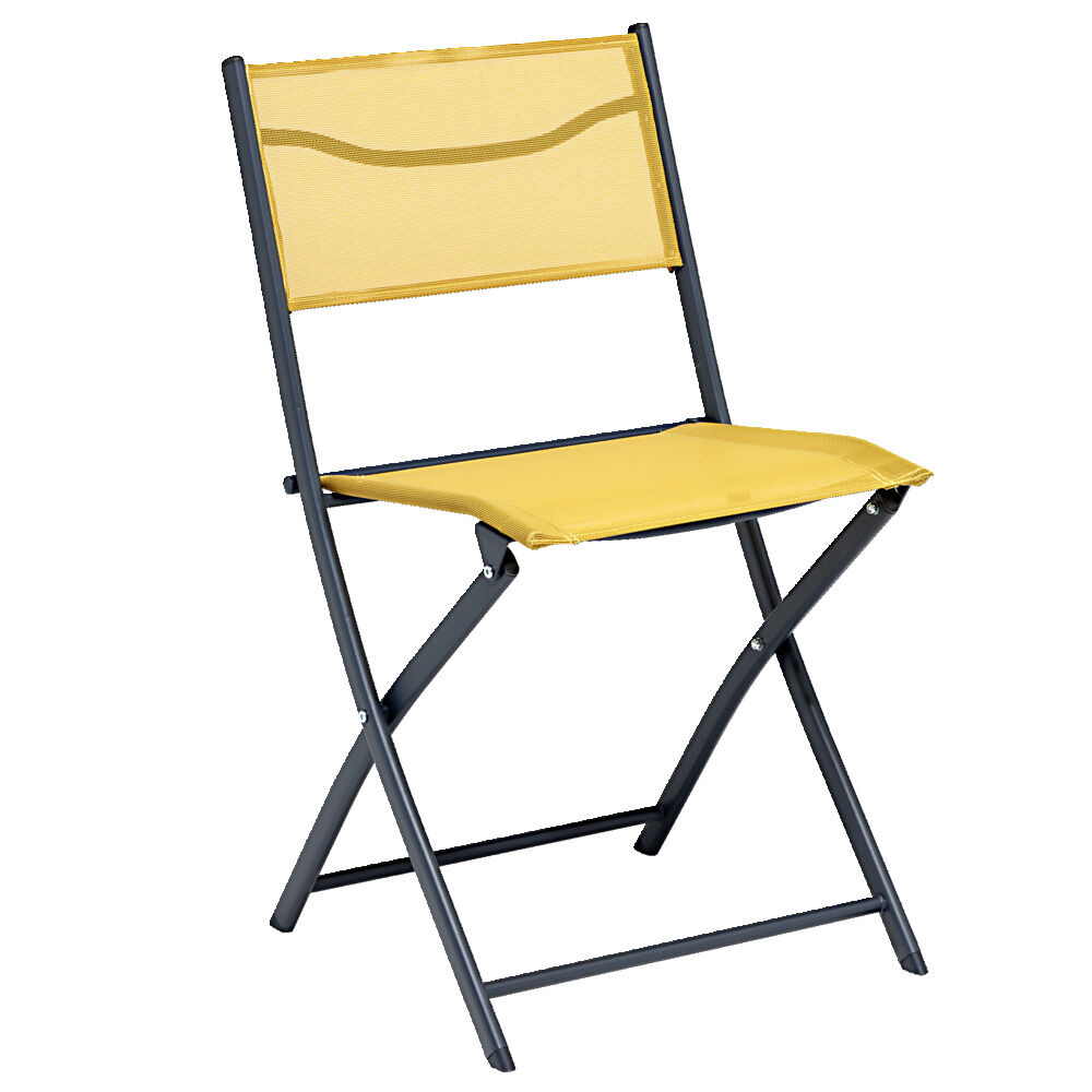 Chaise de jardin pliante London métal textilène jaune 51xP45xH81cm