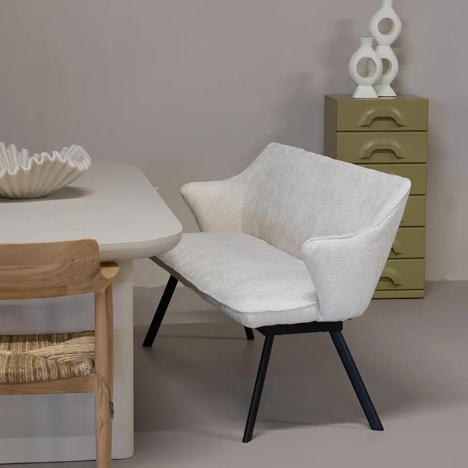 Eetkamerbank Rechthoek - Beige Stof - 160x60x88cm - Taylor