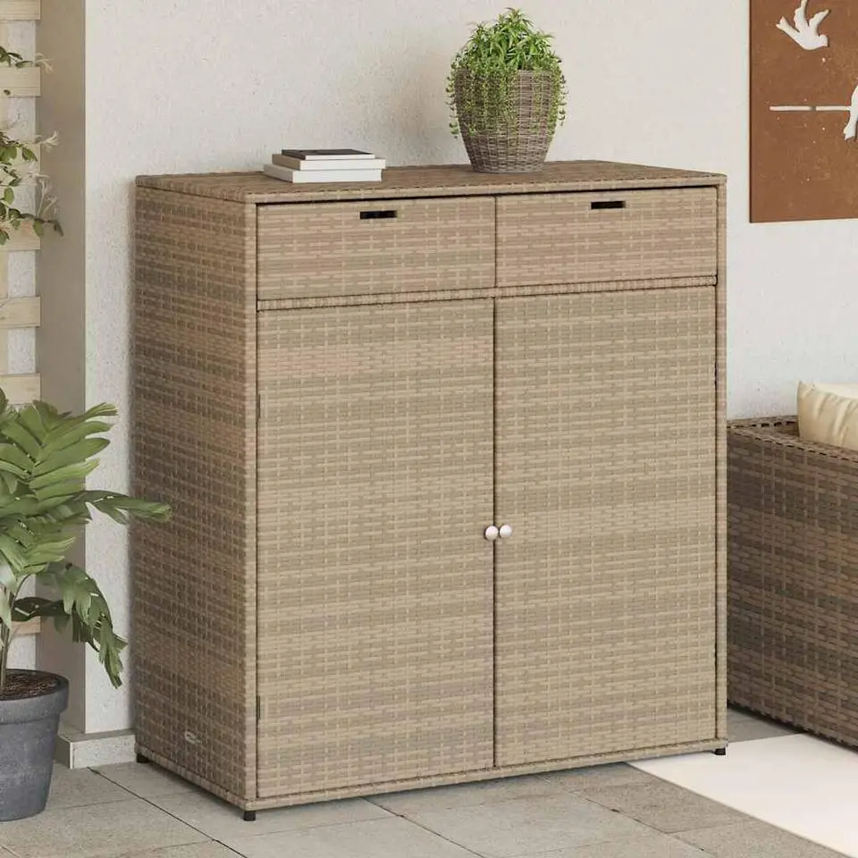 vidaXL - Tuinkast - Beige - Poly rattan