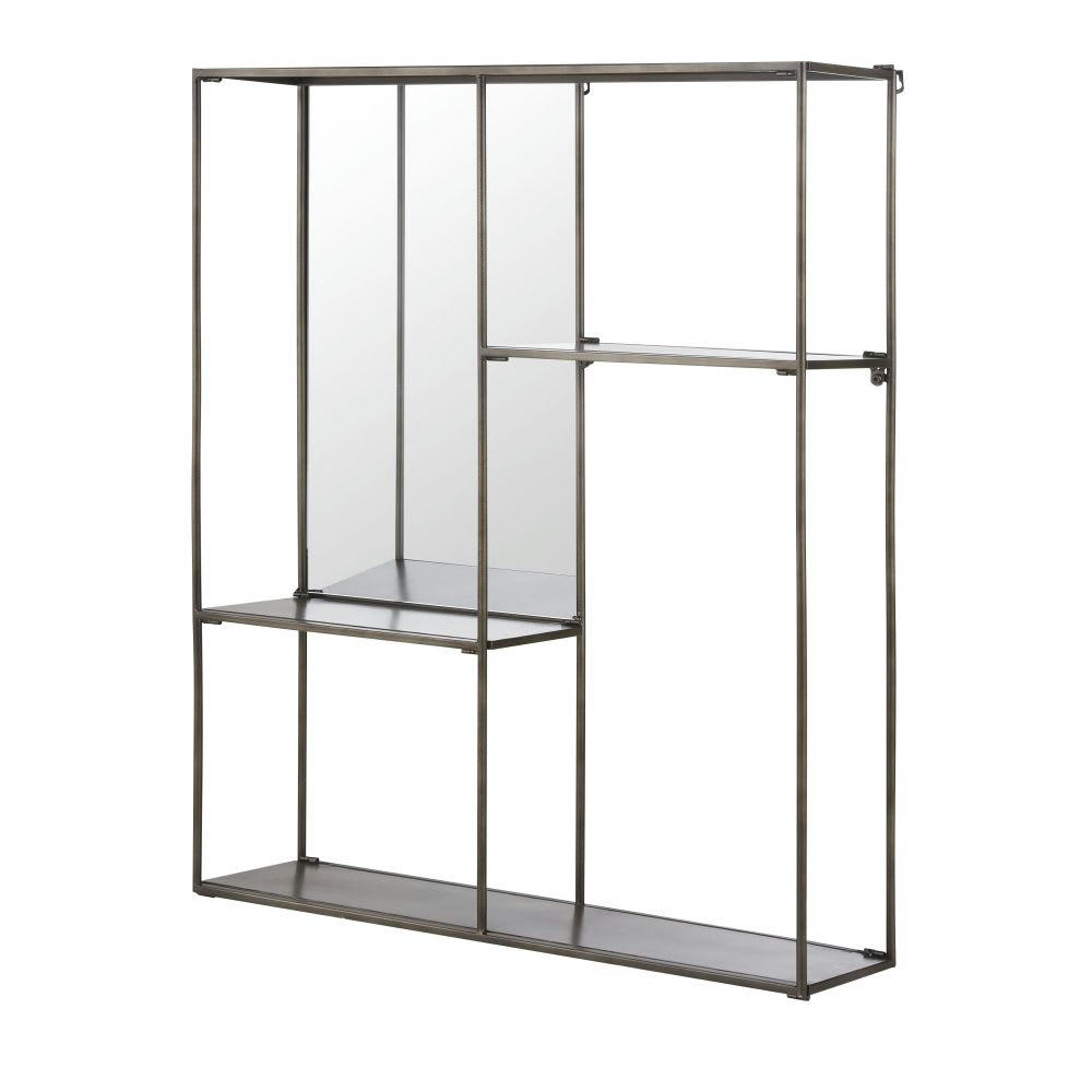 ANDRIANA - Etagère avec miroir en métal noir