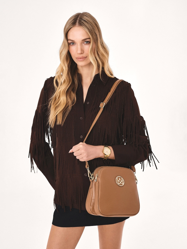 Leather postbag on a long strap