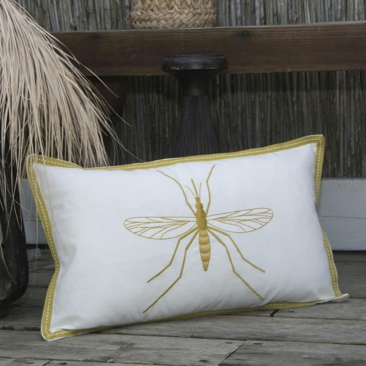 MOSQUITO - Housse de coussin coton  50x30 jaune zeste