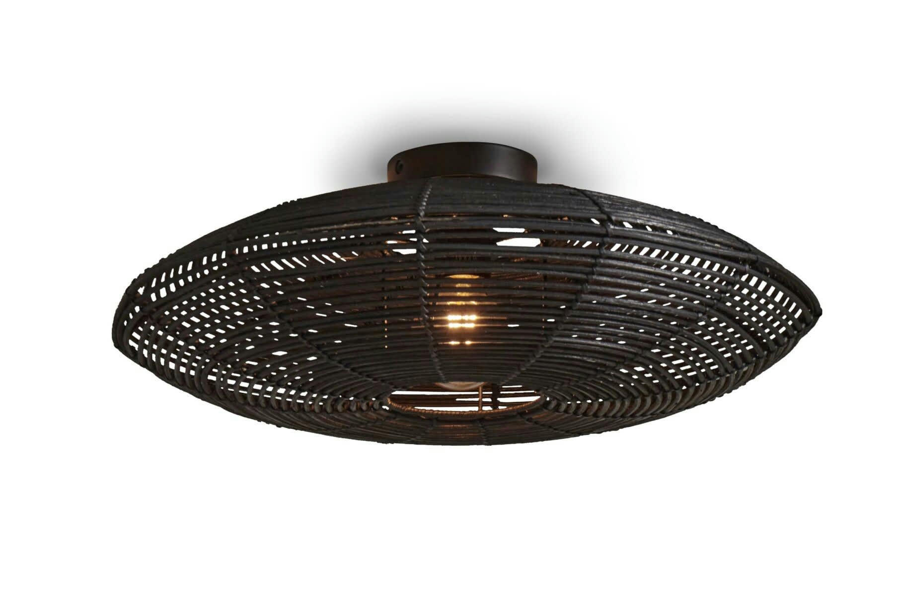 TANAMI - Plafonnier rotin  noir, h. 14cm