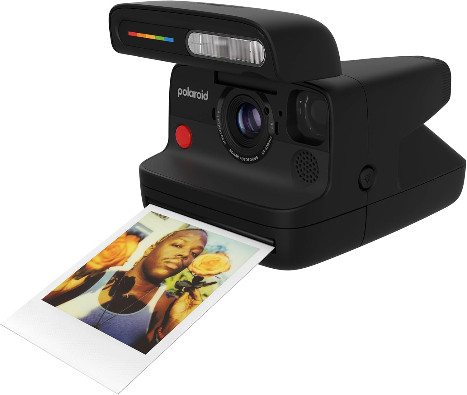 Polaroid Flip Instant Camera + Color Film Bundle (16 Photos Included) - Black (6565) - Hyperfocal 4-Lens System  Sonar autofocus  and Sence Analysis with Bluetooth paired Companion app