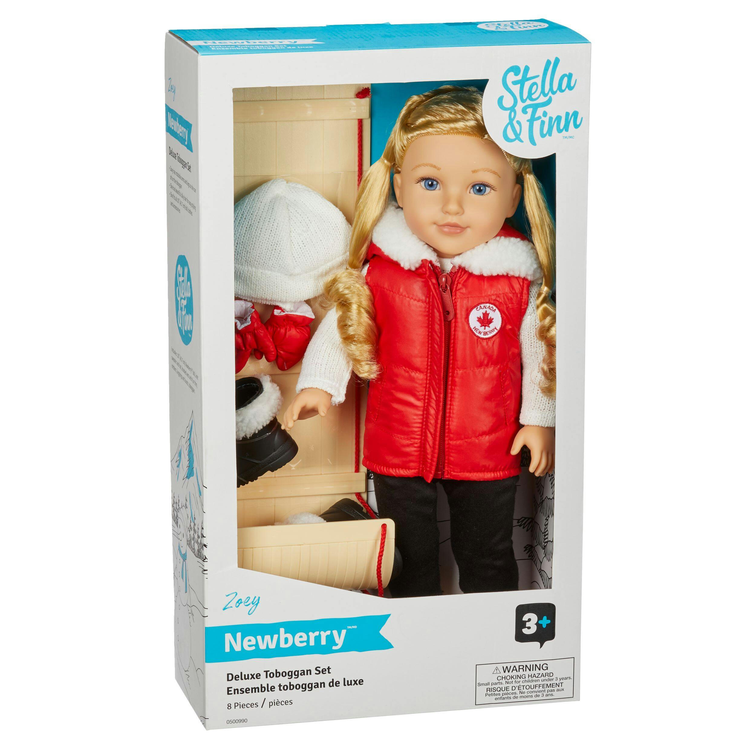 Stella & Finn Newberry Deluxe Toboggan Set, Zoey, Doll Toy For Kids, 18-in, Ages 3+