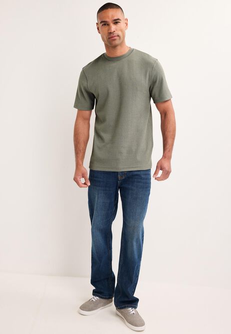Mens Sage Textured Cotton Rich T-Shirt