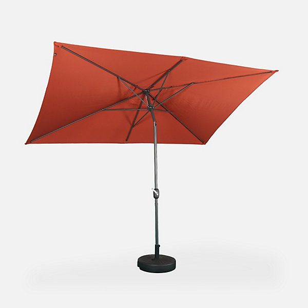 Parasol droit rectangulaire 2x3m - Touquet terracotta - mât central en aluminium orientable et manivelle d'ouverture