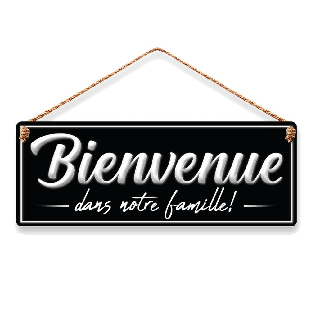 BIENVENUE - Plaque à suspendre relief 40x15cm