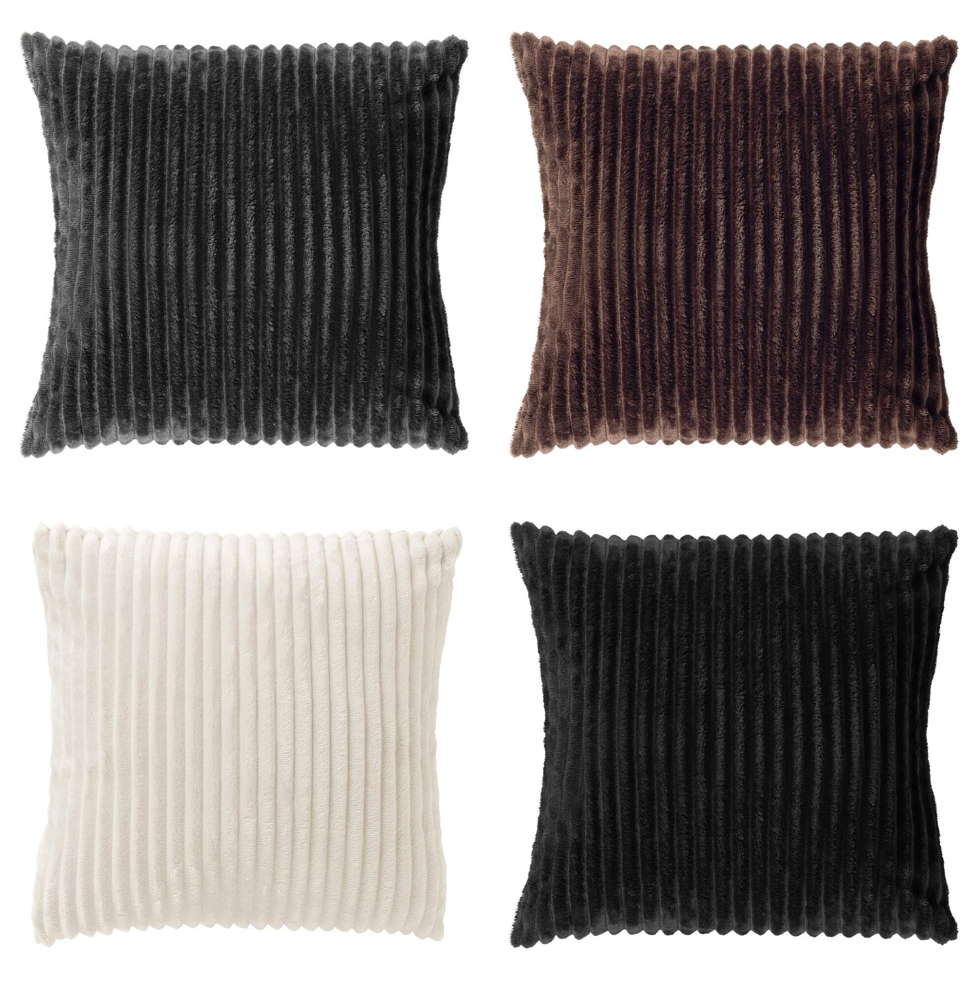 KUSSENSET - 4-delig - Corduroy Quartet - 45x45 cm - inclusief binnenkussens - zwart, wit, bruin, antraciet