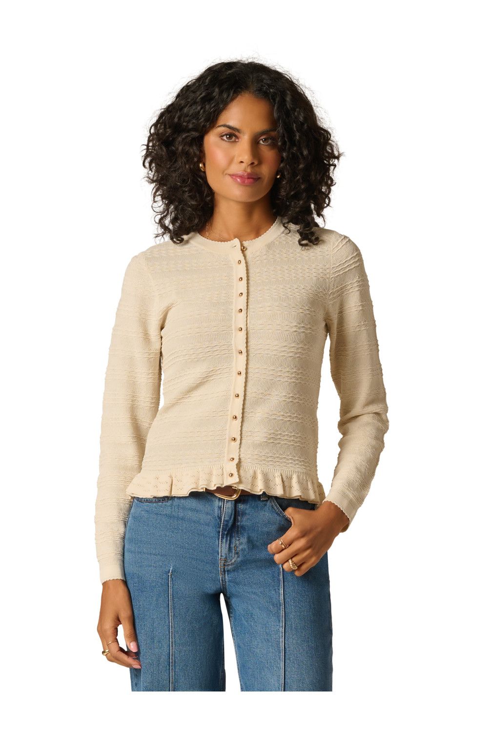 Adrianna Papell Ruffle Hem Cardigan