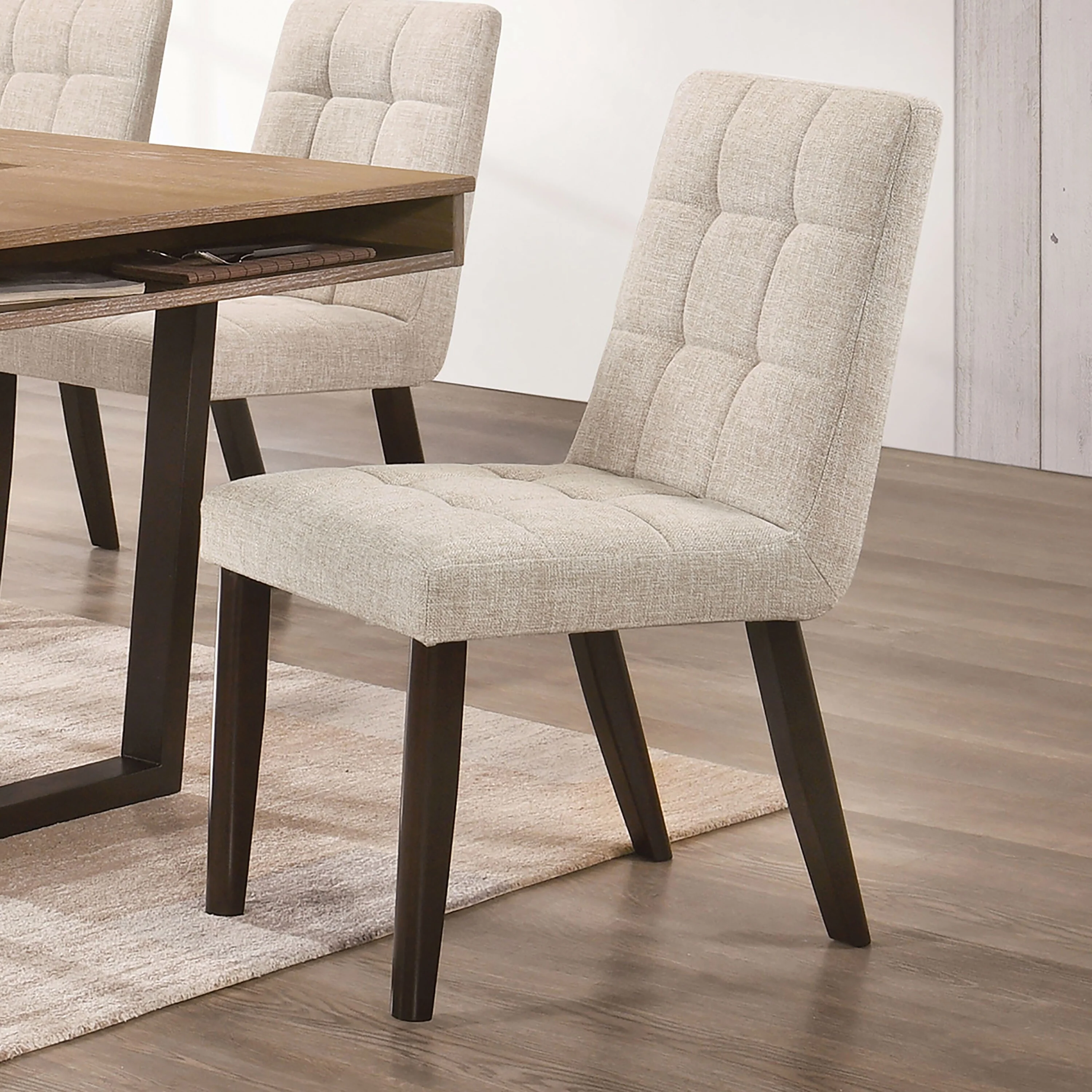 Castilla Contemporary Beige Fabric Padded Side Chair by Furniture of America (Set of 2) - N/A