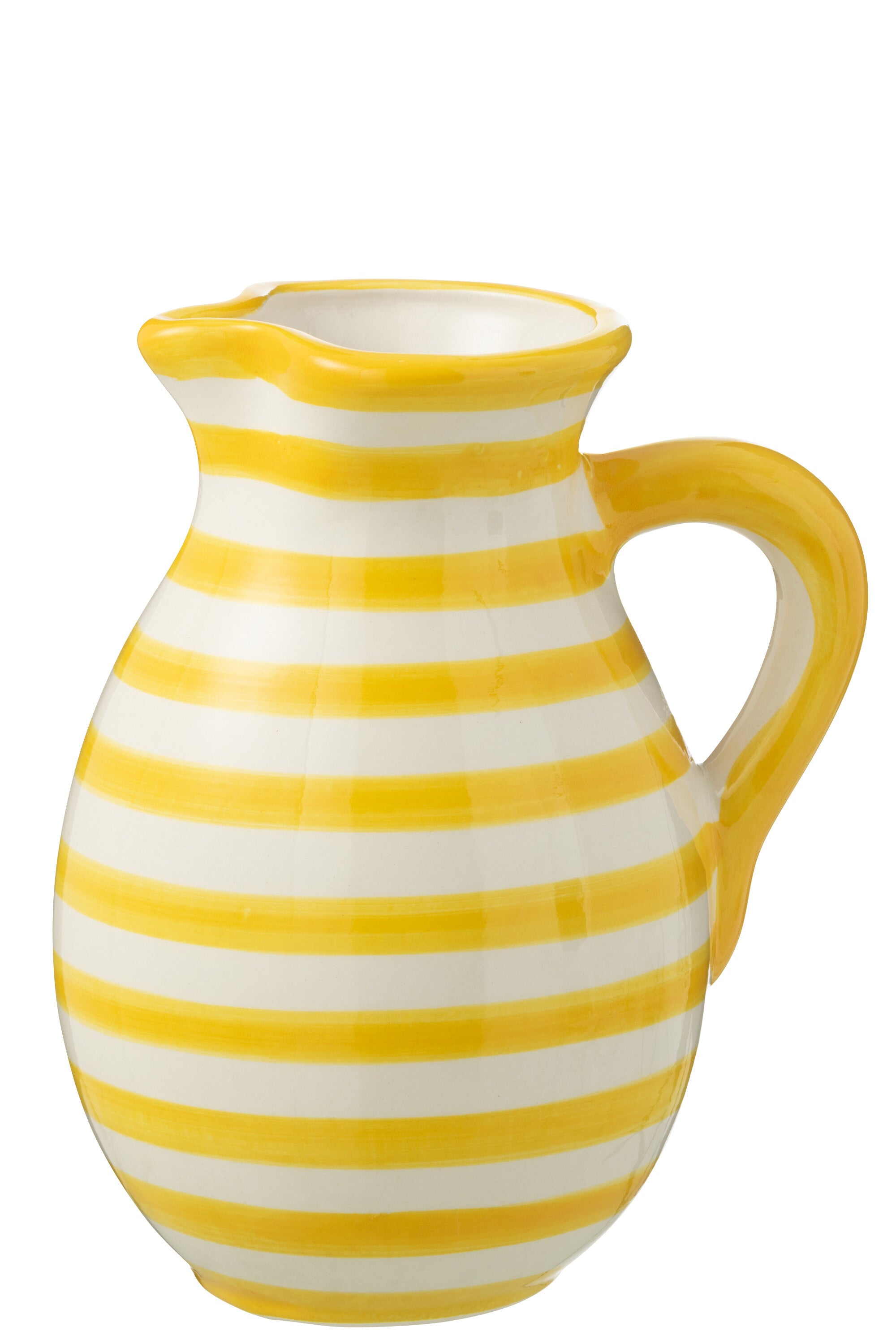 J-Line kruik Granada Stripes - keramiek - wit/geel - large