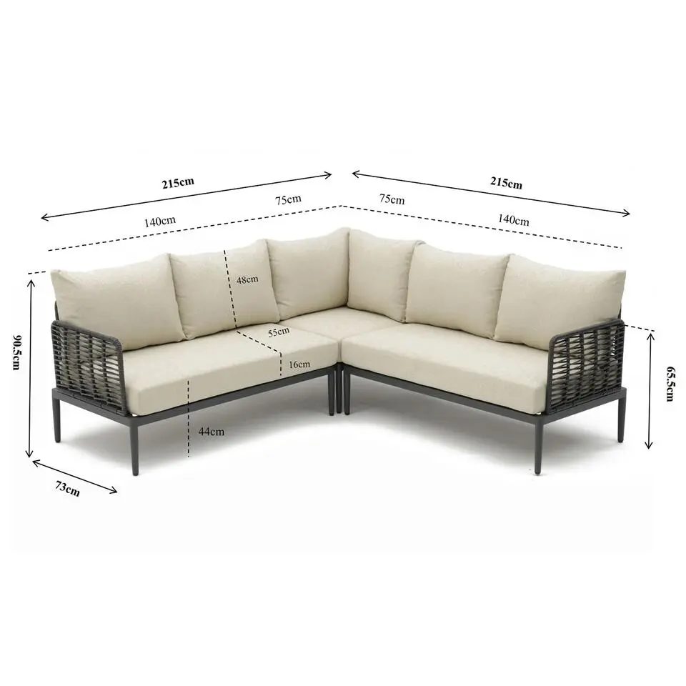 Hoek loungeset 5 personen Aluminium/wicker Grijs Coco Ibiza