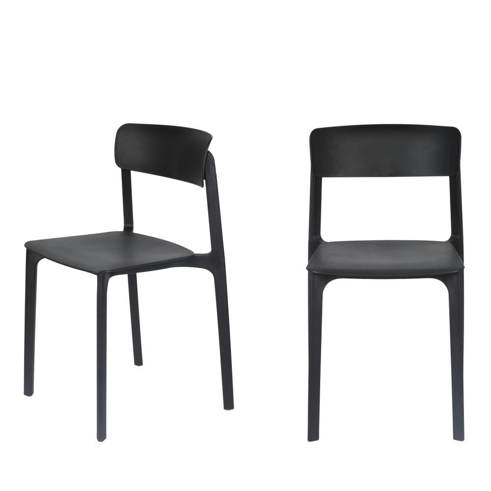 CLIVE - 4 chaises en résine noir