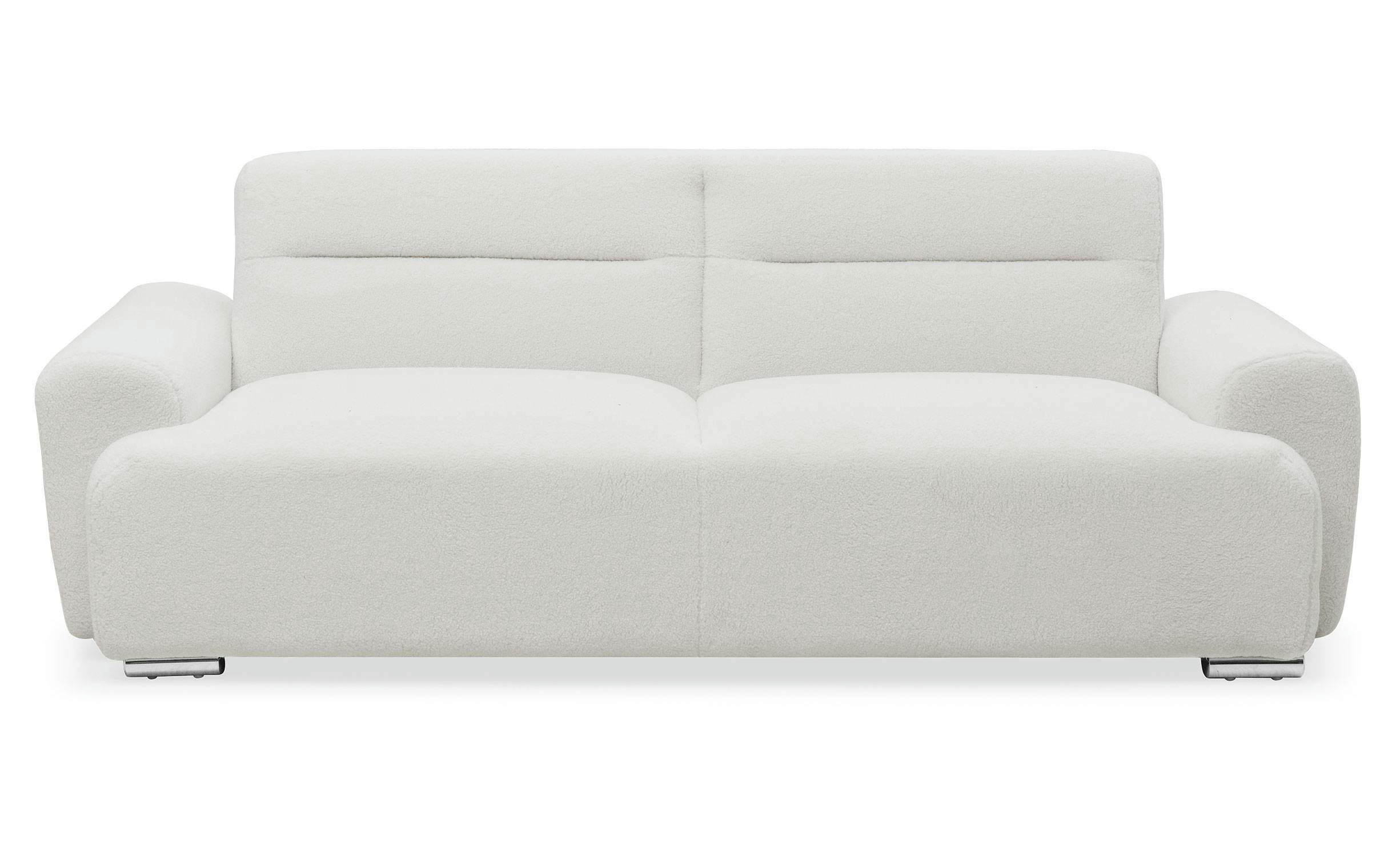 LUCILLE - Canapé-lit clic-clac 3 places confort tissu bouclette crème