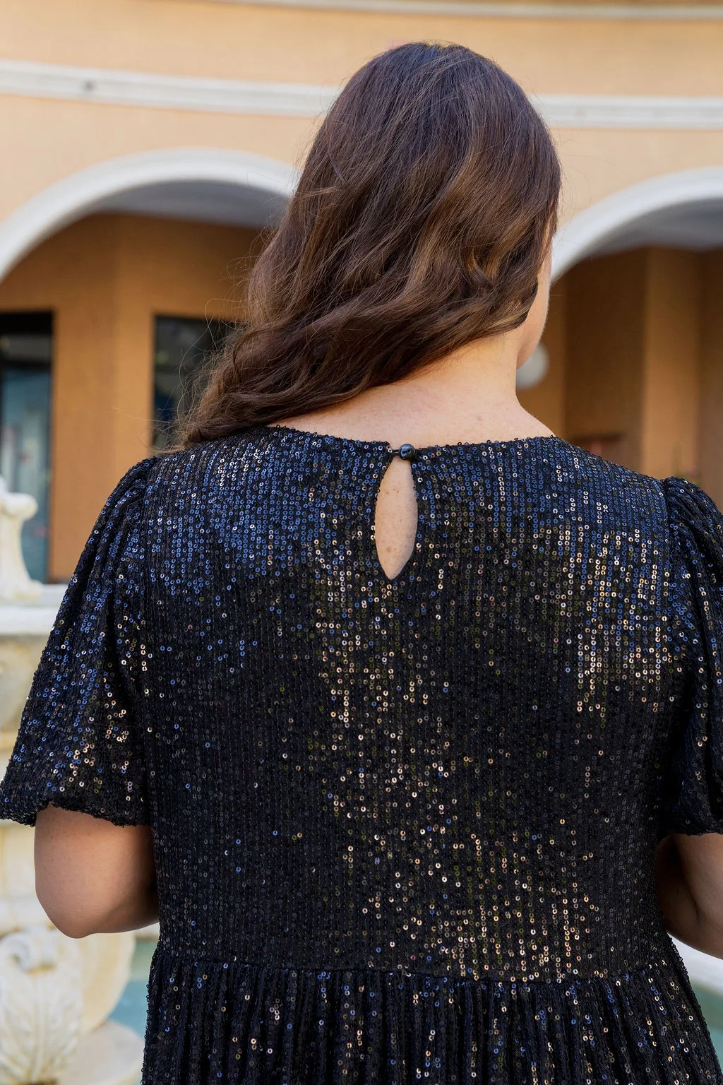 Glimmer Sequin Midi Dress in Black