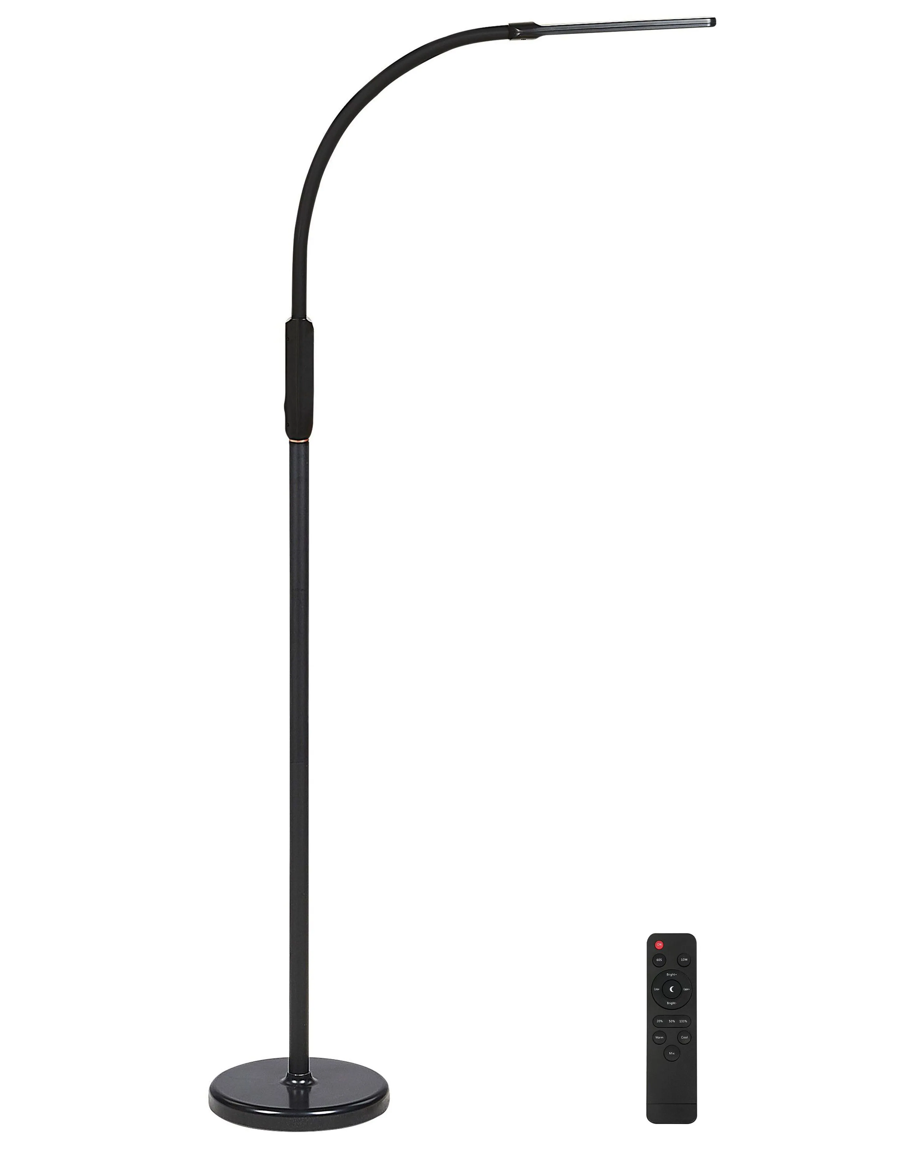 Convertible LED Floor and Clamp-On Lamp APUS with Remote with Dimmer Metal Black