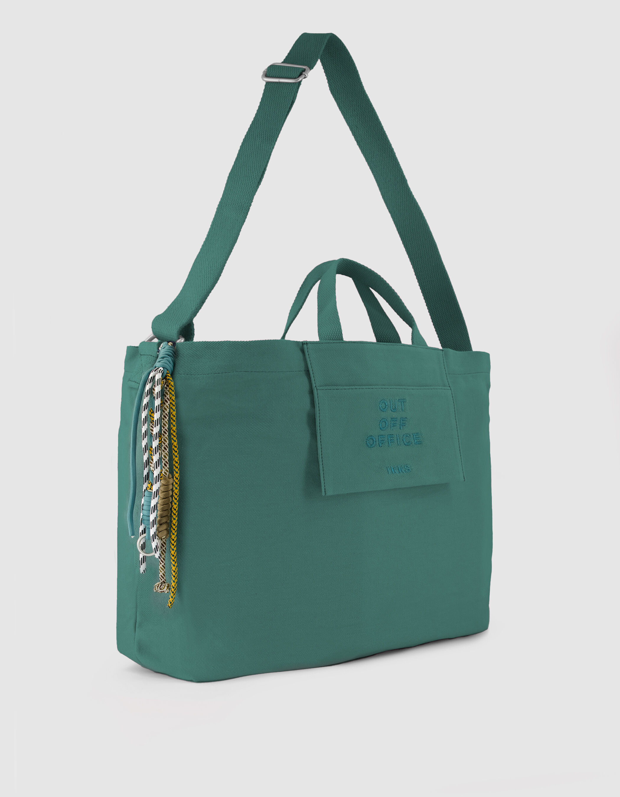 Sac totebag vert toile broderie Femme